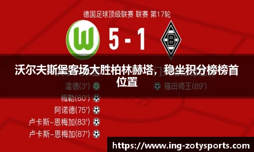 沃尔夫斯堡客场大胜柏林赫塔，稳坐积分榜榜首位置